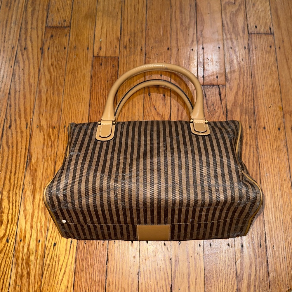 Fendi Black and Tan Striped Satchel PROJECT - Picture 5 of 8